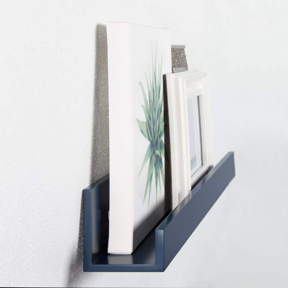 Navy Blue 24" Levie Wood Floating Picture Ledge Wall Shelf Set