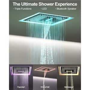 16 in. AuroraMist LED Shower 6-Spray Dual Ceiling Mount Fixed and Handheld Shower Head 2.5 GPM in Matte Black