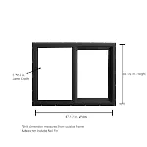 47.5 in. x 35.5 in. Select Series Horizontal Sliding Left Hand Black Vinyl Window with White Int, HPSC Glass and Screen