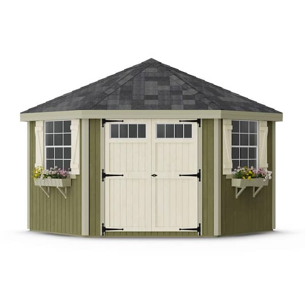 Colonial 5-Corner 10 ft. x 10 ft. Outdoor Wood Storage Shed Do-It-Yourself Precut Kit with Floor (100 sq. ft.)