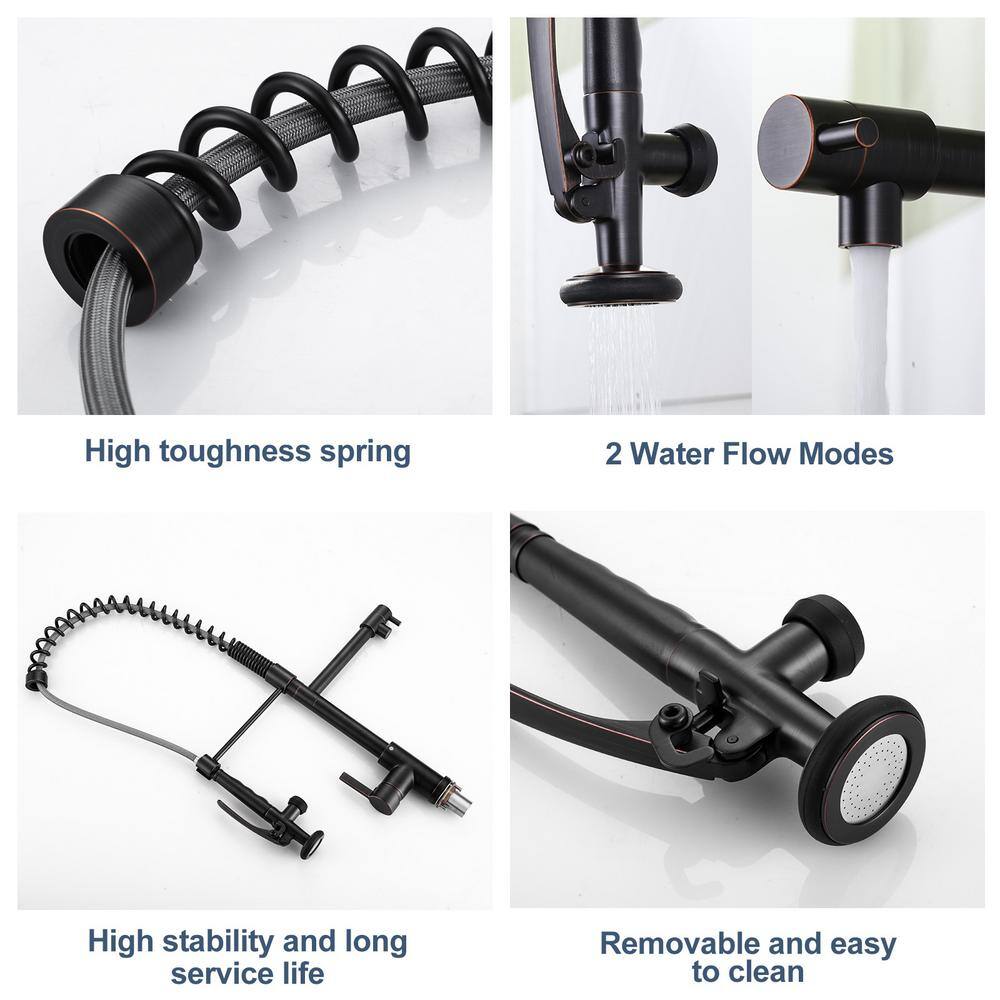 Oil Rubbed Bronze High-Arc Single Handle Kitchen Faucet with Pull-out Spray