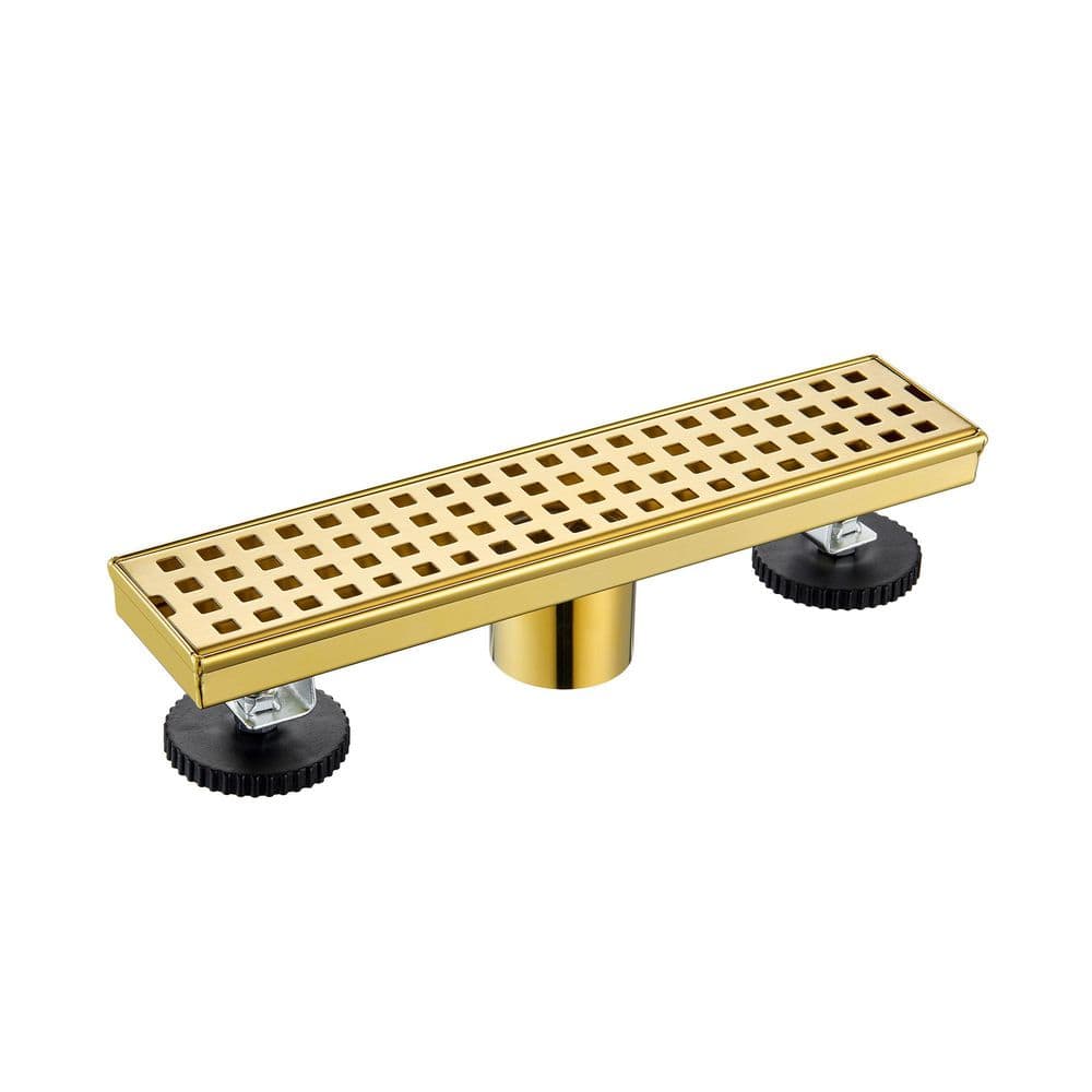 12 in. Stainless Steel Linear Shower Drain with Square Pattern Drain Cover in Brushed Gold price history on PriceWatchPro