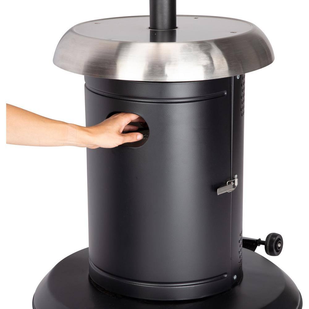 Extra Large Black and Silver Propane Patio Heater with Drink Table