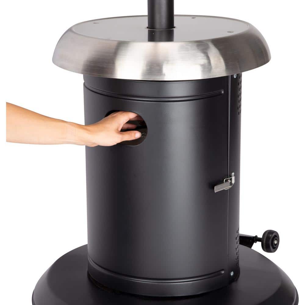 Extra Large Black and Silver Propane Patio Heater with Drink Table
