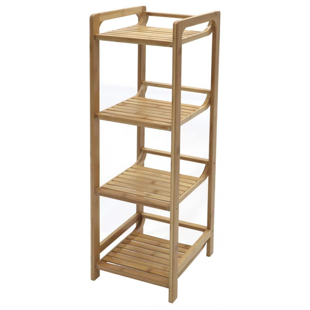 Bamboo Light Wood 4-Tier Ventilated Shelf Unit