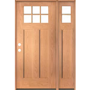 PINNACLE Craftsman 50 in. x 80 in. 6-Lite Right-Hand/Inswing Clear Glass Teak Stain Fiberglass Prehung Front Door/RSL