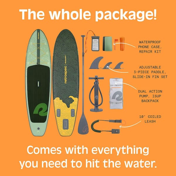 Unbranded - Compact Light-Weight 126 in. Wild Spruce PVC Inflatable Paddleboard with Accessories
