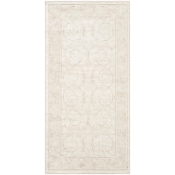 Dekor Ivory Taupe 2 ft. x 4 ft. Medallion Traditional Area Rug