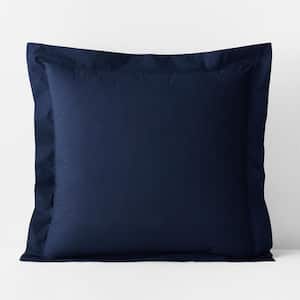 Legends Hotel Navy Solid 400-Thread Count Supima Cotton Percale Euro Sham