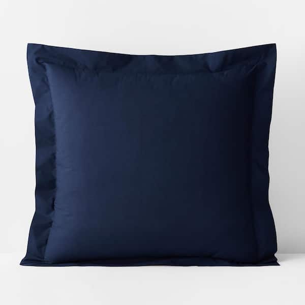 The Company Store Legends Hotel Navy Solid 400-Thread Count Supima Cotton Percale Euro Sham