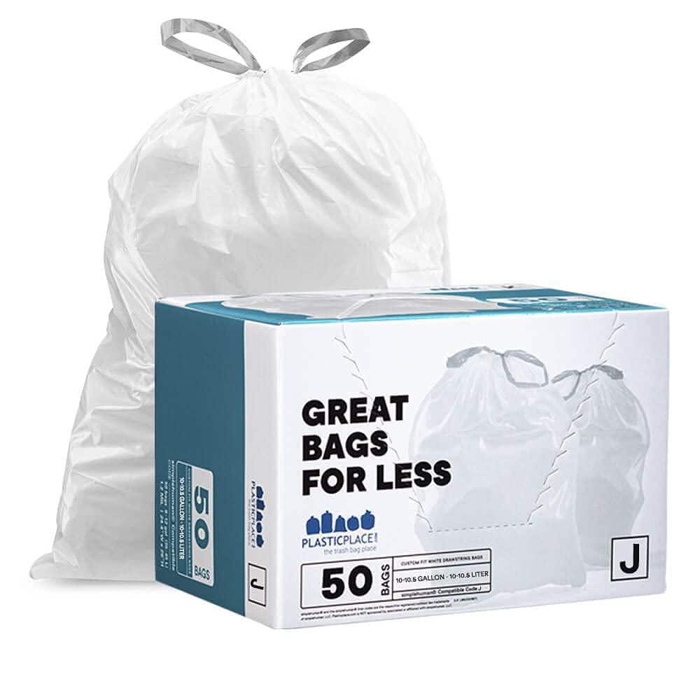 Plasticplace 10-10.5 Gallon/38-40 Liter White Drawstring Trash Bags  simplehuman* Code J Compatible 21 x 28 (20 Count/5 Pack) TRA192WH - The  Home Depot