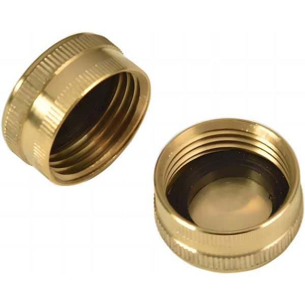 Cubilan 3/4 in. Brass Garden Hose End Caps with Washers (2-Pack)