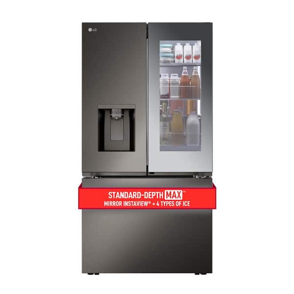 LG 26 cu. ft. Counter-Depth MAX French Door Refrigerator w/ Mirrored Instaview & 4 types of ice, Black Stainless Steel
