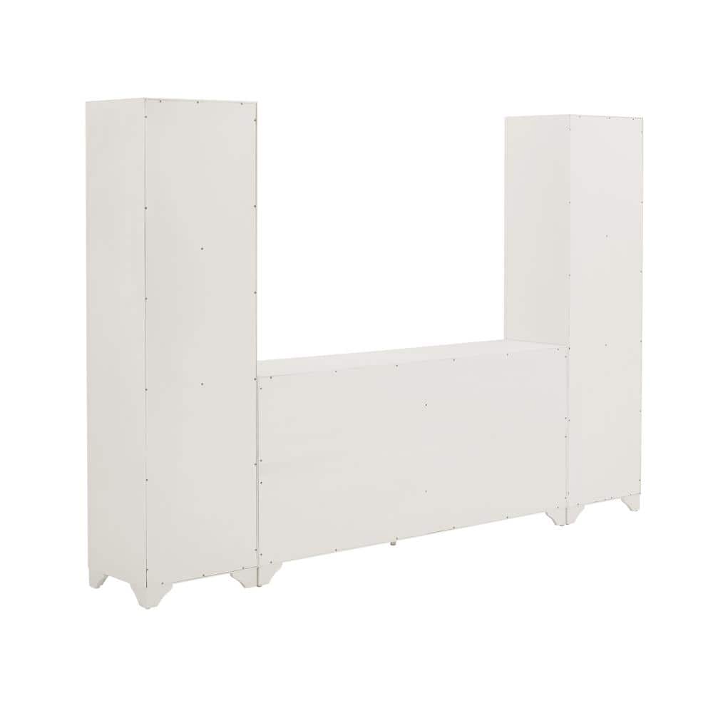 Distressed White 3-Piece Sideboard and Bookcase Set