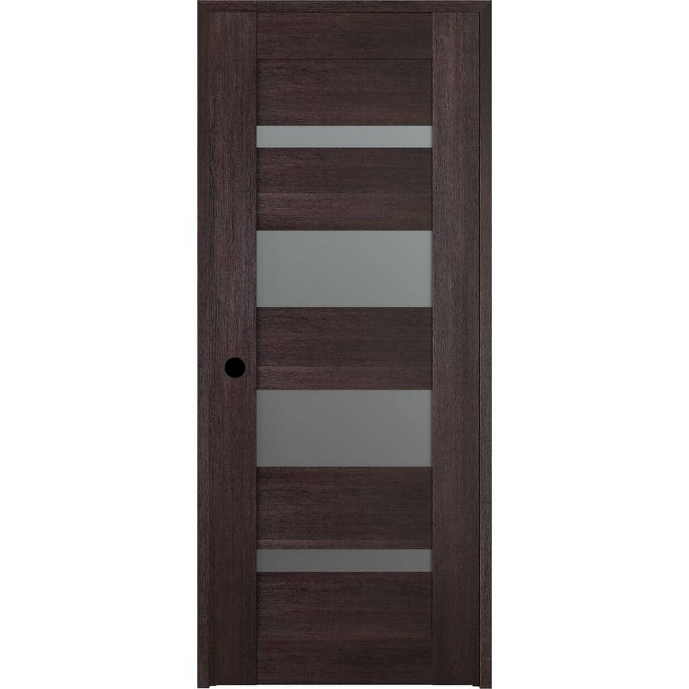 "Vona 07-01 24""x 84"" Left-Hand 5-Lite Frosted Glass Solid Composite Core Veralinga Oak Wood Single Prehung Interior Door" price history on PriceWatchPro