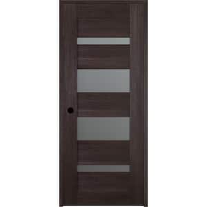 Vona 07-01 24"x 84" Left-Hand 5-Lite Frosted Glass Solid Composite Core Veralinga Oak Wood Single Prehung Interior Door