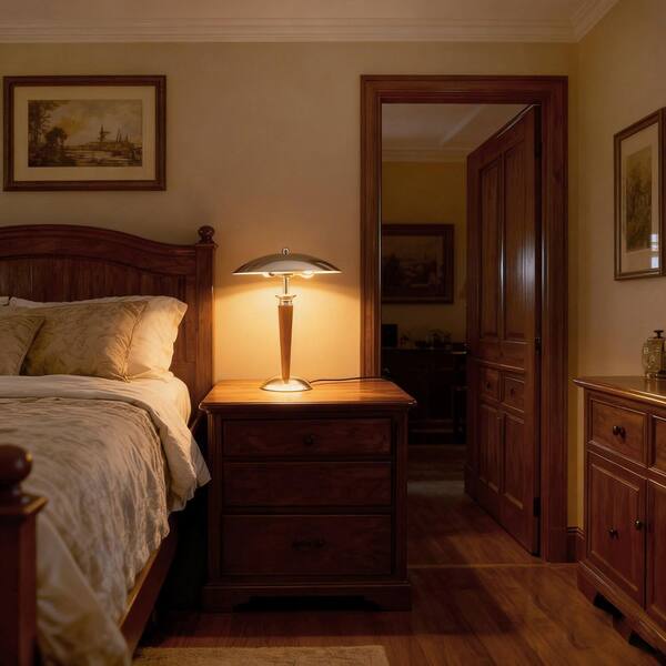 Emeritpro 17.7 in. 2-Light Vintage Wooden White Chrome Table Lamp