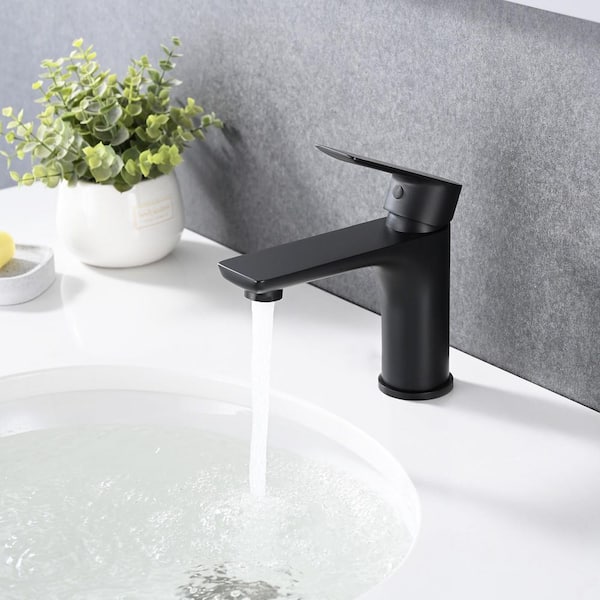 Single-Handle Single-Hole Bathroom Lavatory Basin Sink Faucet with Spot Resistant in Matte Black