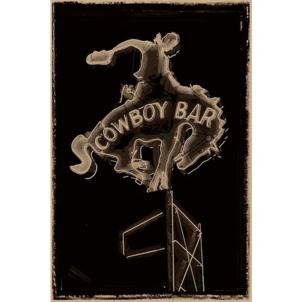 Cowboy Bar Vintage Sign by Grotto Studios 1 Piece Unframed Graphic Print Abstract Poster Art Print 24 in. x 36 in.