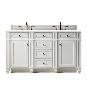 Bristol 60.0 in. W x 23.5 in. D x 34 in. H Bathroom Vanity in Bright White with White Zeus Quartz Top