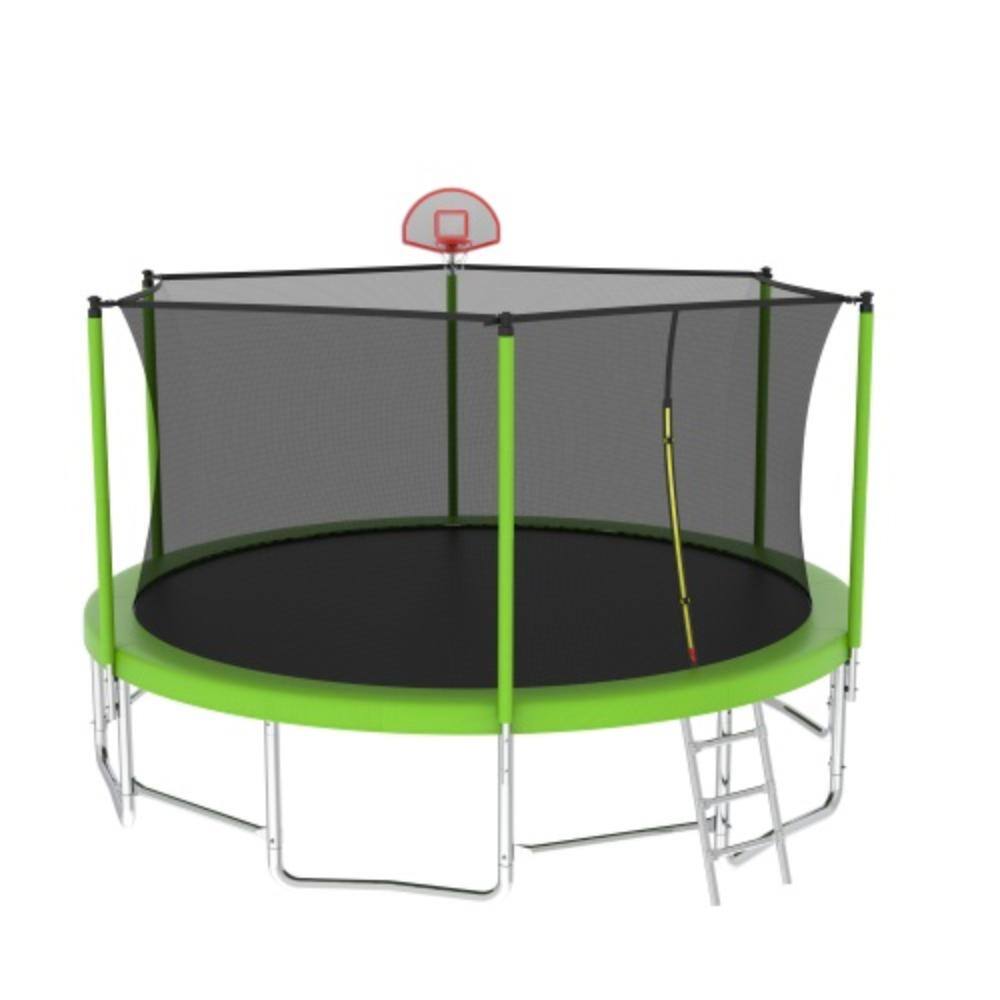 16 ft. Green Steel Outdoor Trampoline with Balance Bar & Basketball Hoop & Ball price history on PriceWatchPro