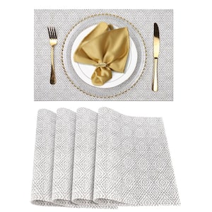 Hillstry 18 in. x 12 in. Sliver Vinyl Placemats (Set of 4) WF-CDY4-1 ...