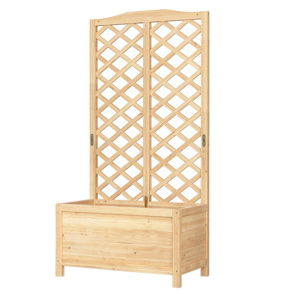 30 in. L x 16 in. W x 59 in. H Freestanding Raised Garden Bed with Trellis Outdoor Wooden Privacy Screen w/ Planter Box price history on PriceWatchPro