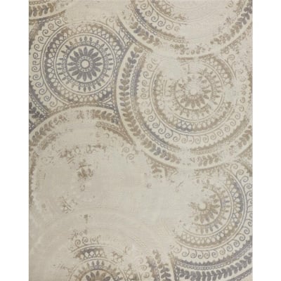Spiral Medallion Ivory 5 ft. x 7 ft. Geometric Area Rug