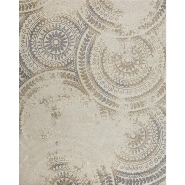 StyleWell Spiral Medallion 7 ft. x 9 ft. Ivory Geometric Area Rug