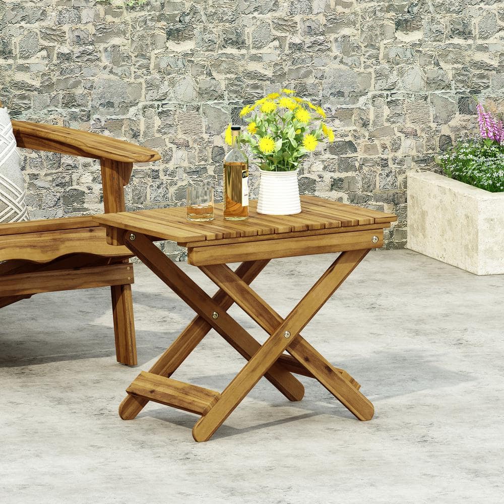 Natural 15 in. D x 22.75 in. W x 18.25 in. H Outdoor Folding Acacia Wood Si