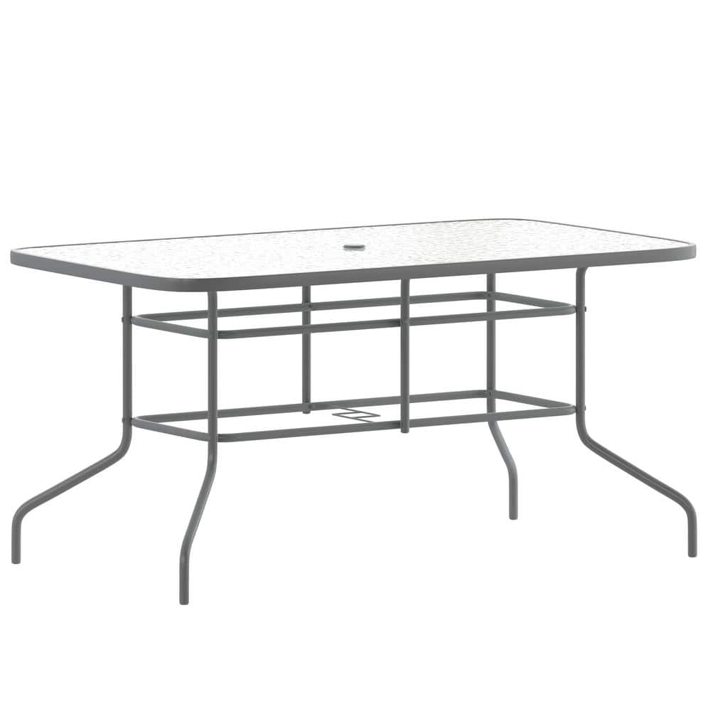 Silver Rectangle Metal Outdoor Dining Table price history on PriceWatchPro