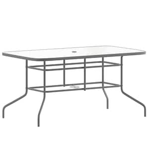 Silver Rectangle Metal Outdoor Dining Table