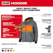 Men's 3X-Large M12 12-Volt Lithium-Ion Cordless Gray Heated Jacket Hoodie (Jacket and Battery Holder Only)