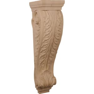 10 in. x 9 in. x 34 in. Unfinished Maple Super Jumbo Acanthus Wood Corbel