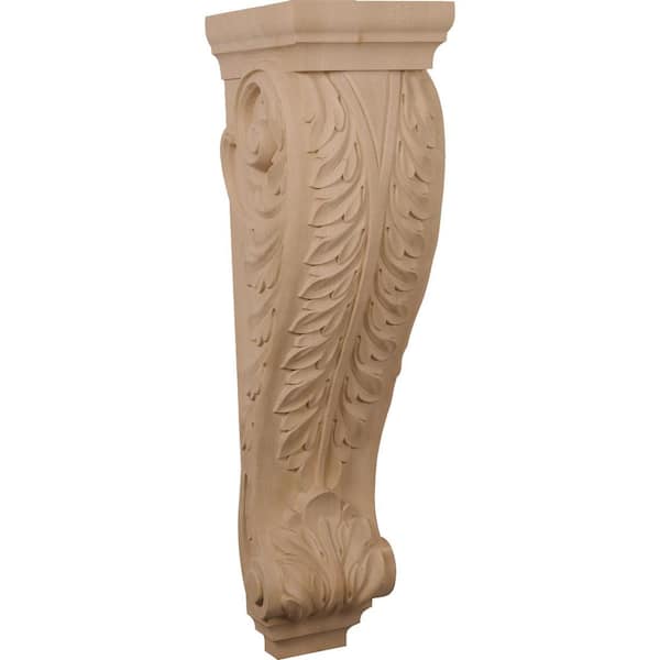 Ekena Millwork 10 in. x 9 in. x 34 in. Unfinished Maple Super Jumbo Acanthus Wood Corbel