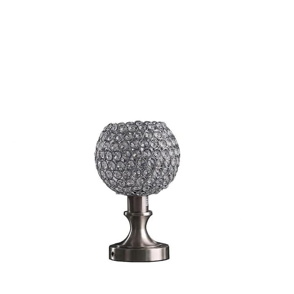 HomeRoots 12 in. Silver Globe Led Table Lamp with Clear Globe Shade