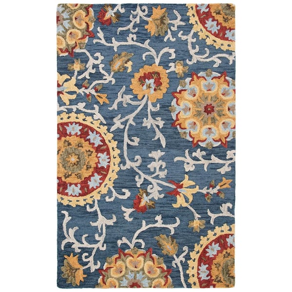 Blossom Navy/Multi Doormat 3 ft. x 5 ft. Bohemian Floral Area Rug