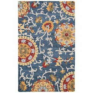 Blossom Navy/Multi 9 ft. x 12 ft. Bohemian Floral Area Rug