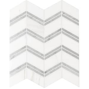 Cretian Chevron 12 in. x 12 in. x 10 mm Polished Marble Mosaic Tile (10 sq. ft. / case)
