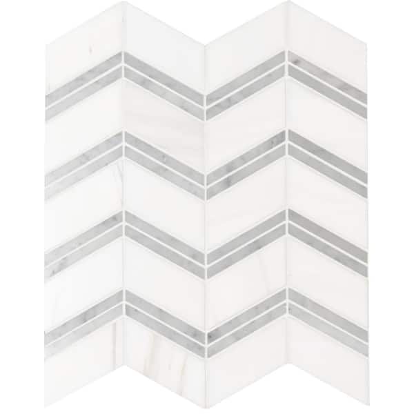 Cretian Chevron 12 in. x 13.5 in. Polished Marble Look Floor and Wall Tile (10 sq. ft./Case)
