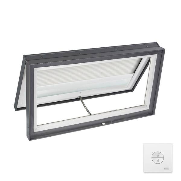 VELUX 46-1/2 in. x 22-1/2 in. Solar Powered Venting Curb Mount Skylight w/ Laminated LowE3 Glass & White Light Filtering Blind