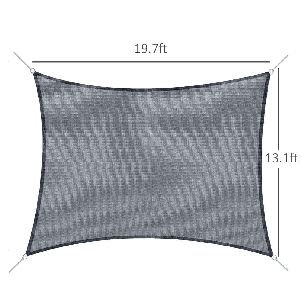 Grey 20' x 13' High-Density Polyethylene Outdoor Sun Shade Sail