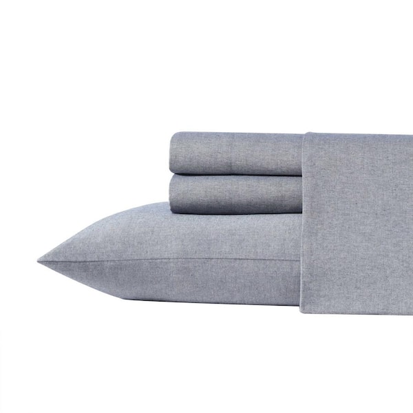 Tommy Bahama Paradise Twill 4-Piece Solid Dark Blue Cotton Blend Queen Sheet Set