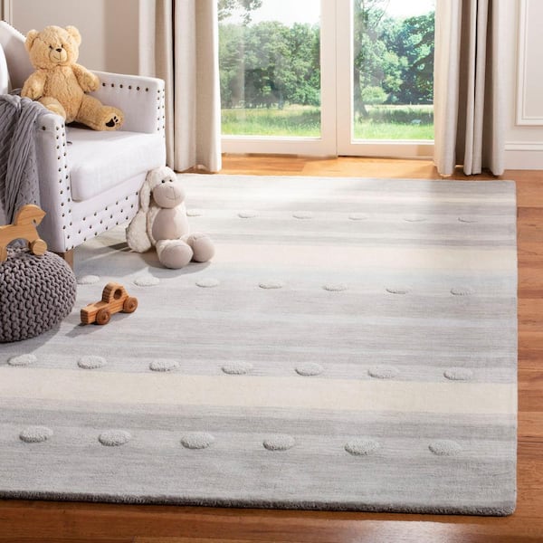 Kids Gray/Ivory 6 ft. x 9 ft. Polka Dot Area Rug