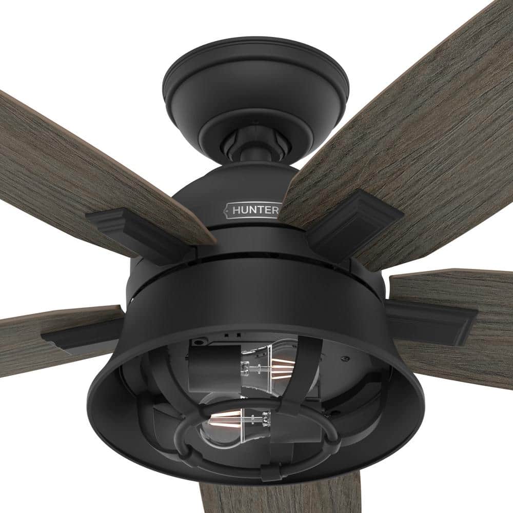 52" Matte Black Hampshire Ceiling Fan with LED Light and Remote