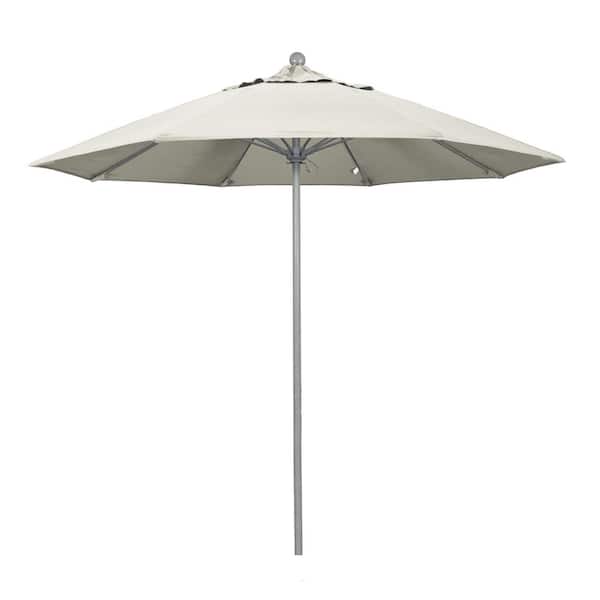 California Umbrella 9 ft. Gray Woodgrain Aluminum Commercial Market Patio Umbrella Fiberglass Ribs and Push Lift in Canvas Pacifica
