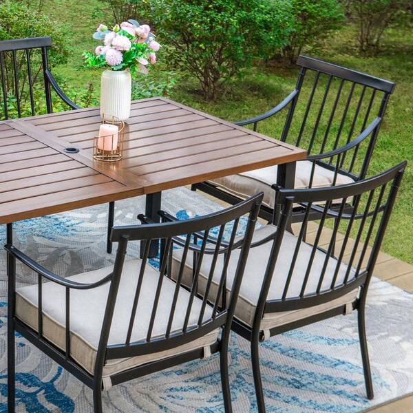 Walker Metal Outdoor Dining Bench Graphite Sunbrella Cushion +