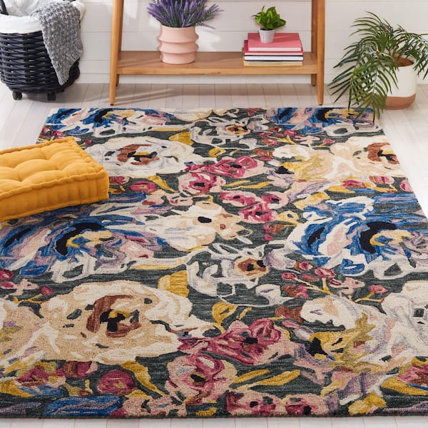 Blossom 4 ft. x 6 ft. Green/Ivory Oversized Floral Abstract Area Rug