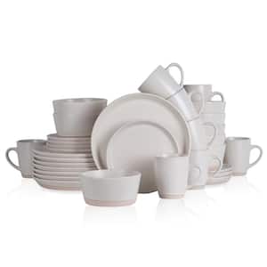 Jules Collection 32-Piece White Stoneware Round Dinnerware Set (Service for 8)