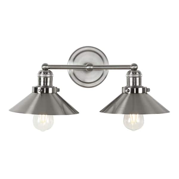 July 17.5 in. 2-Light Nickel Metal Vanity Light